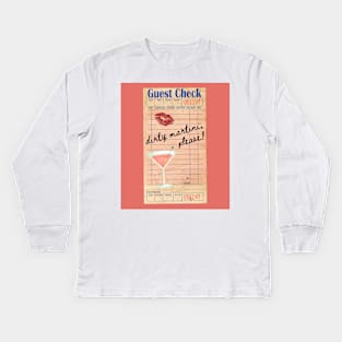 Dirty Martini Please Y2k Pink Guest Check Print Kids Long Sleeve T-Shirt